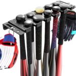 veimia Baseball Bat Holder Wall Mount, Baseball Bat Storage Rack, Holds 10 Bats on Wooden or Concrete Wall, Metal Bat Hanger with Fully Wrapped Rubber Mat, Bat Holder