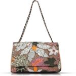 Tote Bag for Women, Beach Bag, Handmade Sequin Embroidery Straw Bag Bohemian Handbag Large Capacity Shoulder Bag Suitable for Vacation, Travel, Daily, Banquet(Silver Flower)