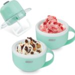 DASH My Mug Ice Cream Maker Machine (Aqua): Multi-Purpose Soft Serve Ice Cream Machine with (2) Bowls for Homemade Gelato, Sorbet, Frozen Yogurt, Built-In Ingredient Chute, Easy to Clean and Store