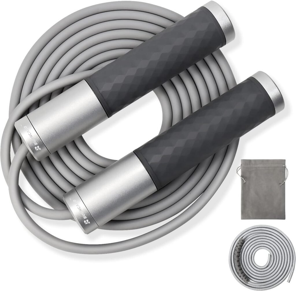 Weighted Jump Rope for Men, Women (1.5LB) – Alloy Steel Handles, Speed Skipping Rope, Gym,Indoor/Outdoor – Fitness, Workout, Boxing – Solid PVC & Cotton Rope