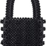Miuco Womens Beaded Handbags Handmade Weave Crystal Pearl Tote Bags
