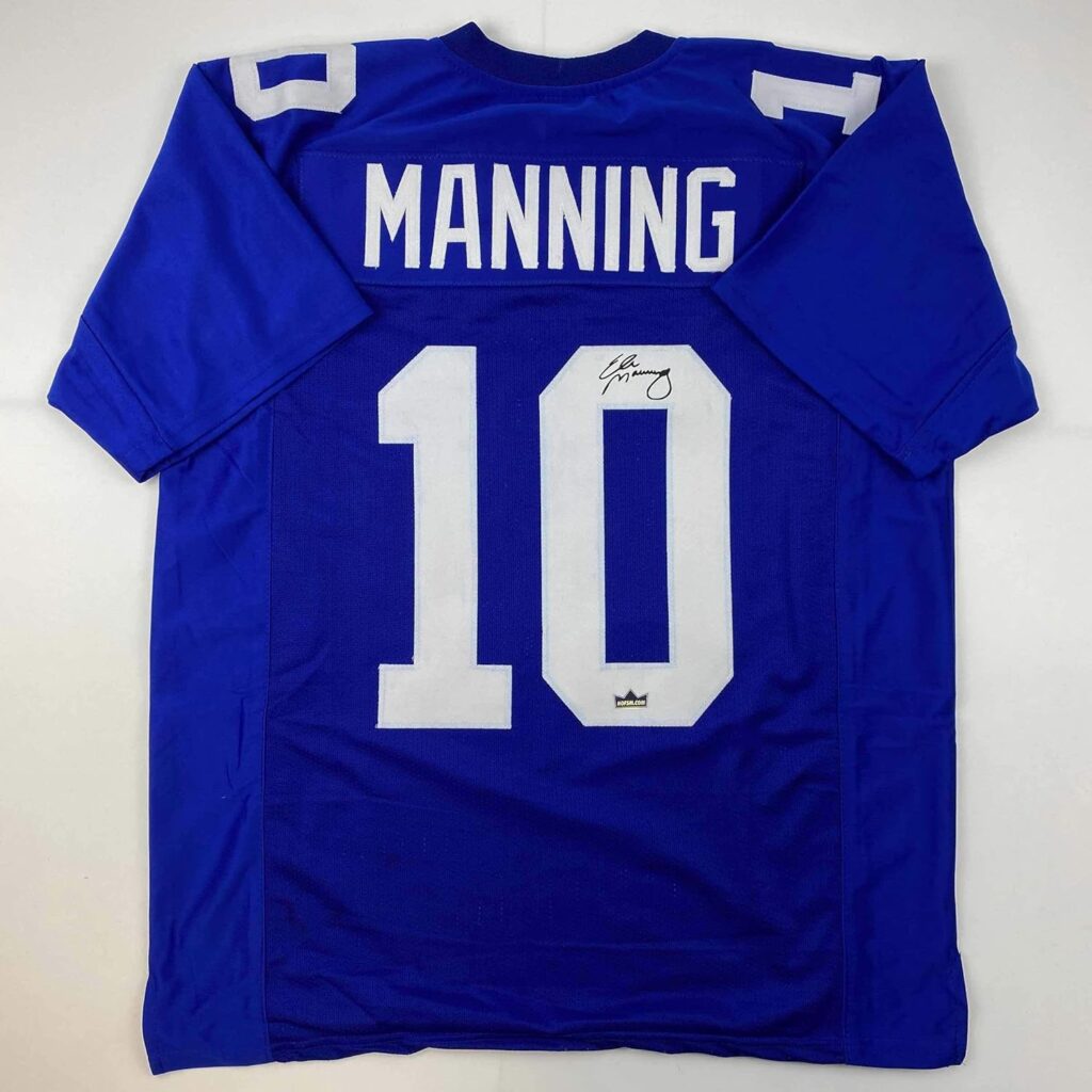 Facsimile Autographed Eli Manning New York Blue Reprint Laser Auto Football Jersey Size Men’s XL