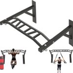 Upgraded-HWOOUSA Pull Up Bar Wall Mounted,Heavy Duty Multi Grip Bar with 14 Grip Positions,Space Saving Home Gym Equipment -Ideal for Garage,Outdoor Strength Training, Chin Up Bar,Supports to 600 Lbs
