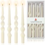 10 Inches Spiral Taper Candles Sticks Ivory Twisted Candle Dripless Unscented Long Candles, Handmade Candlesticks for Wedding Dinner Decor, Set of 4