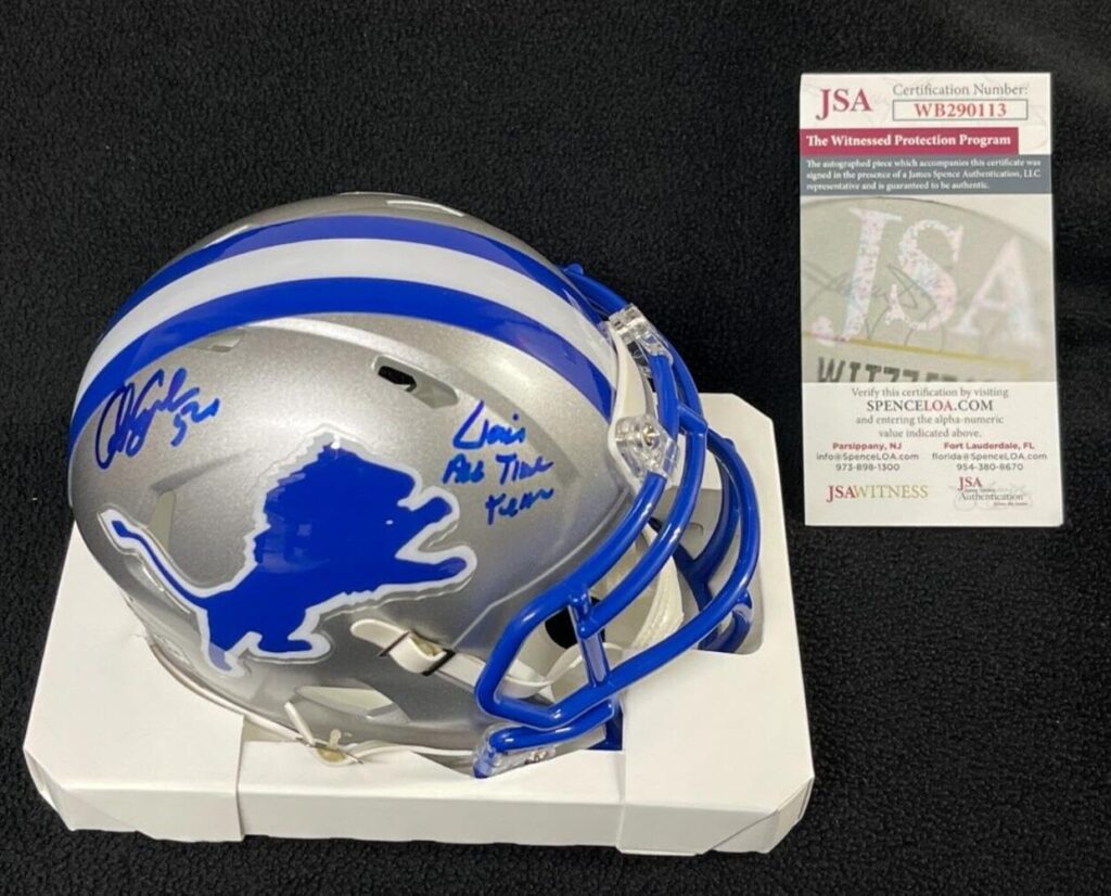 Chris Spielman Signed “All Time Team” Detroit Lions Mini Retro Helmet JSA COA – Autographed NFL Helmets
