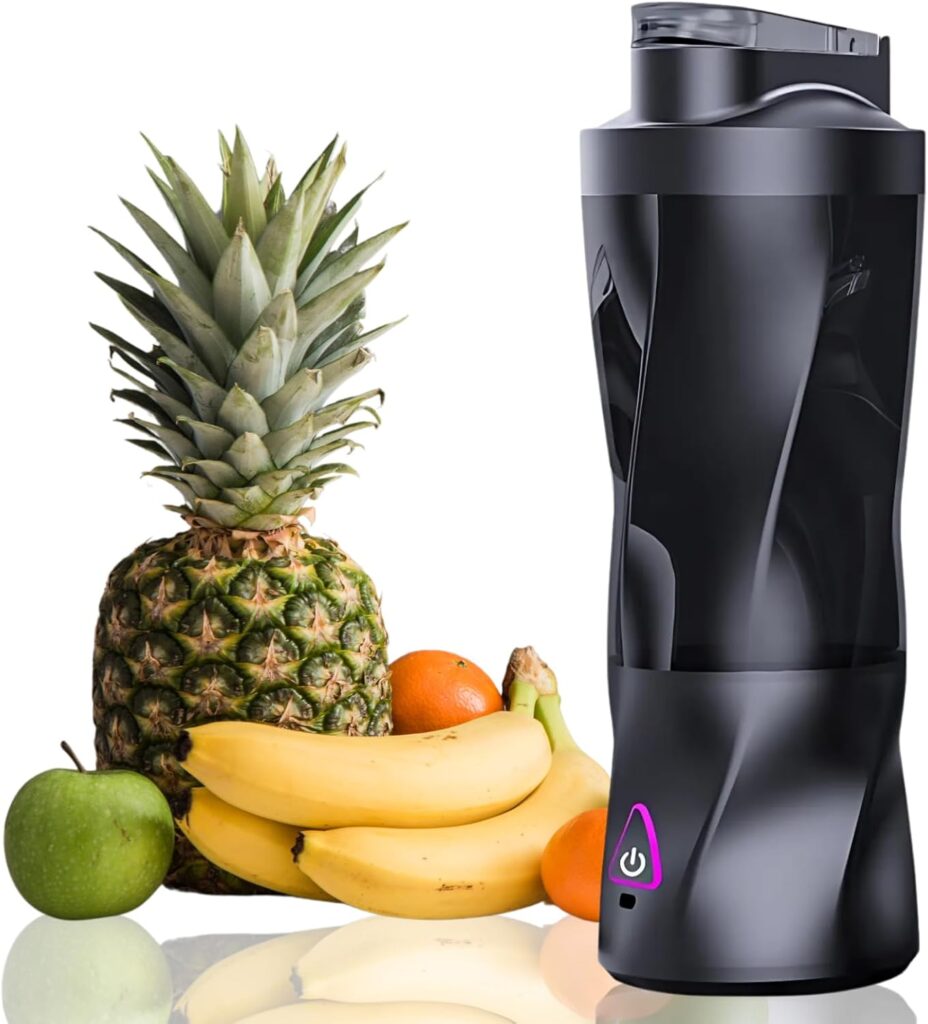 Portable Juicer Blender, USB Rechargeable Smoothie Maker with 6 Upgraded Blades and 6000mAh Battery, 700ml/24oz Capacity, Ideal for Smoothies, Protein Shakes, Travel and Office (Black)