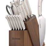 Knife Set, Astercook Kitchen Knife Set with Block, 15 Pcs Luxurious High Carbon German Stainless Steel Knives Set with Full Tang Ergonomic Handle, Dishwasher Safe Knife Block Set with Sharpening Rod