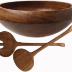 wooden bowl set with utensils – artisan handmade large wood serving bowls for salads, fruits or as a natural kitchen and saloon table decor – your eco-friendly house