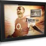 ORIMAMI Signed Soccer Thierry Henry Photo Desktop Framed Poster 8×6 Inches,with 1x35mm Film Mini Cell Display,Gifts for Arsena l Fans