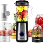 SANGCON 5 in 1 Blender and Food Processor Combo for Kitchen, Small Electric Food Chopper for Meat and Vegetable, 350W High Speed Blenders with 2 Speeds and Pulse for Smoothies and Shakes