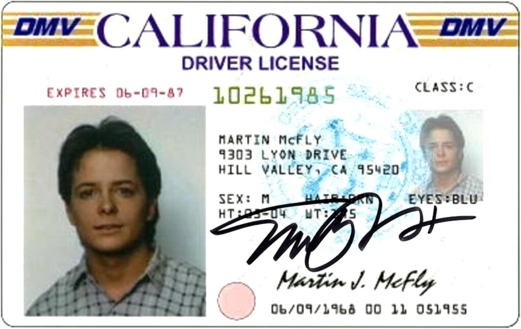 RP Michael J. Fox Signed Back To The Future Photo 8×10 (License) Reprint COA Marty McFly Driver’s License Autographed Movie Poster
