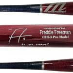 F.r.e.ddie Freeman Autographed Brown & Blue Game Model Baseball Bat Dodgers Los Angeles “21 WS Champ” Beckett BAS QR Stock #201178