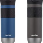Contigo Byron Vacuum-Insulated Stainless Steel Travel Mug with Leak-Proof Lid, Reusable Coffee Cup or Water Bottle, BPA-Free, 20oz 2-Pack in Sake & Blue Corn Perfect for Hot and Cold Beverages