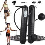 Skipping Rope with Counter, Gravity Ball Jump Rop, Counting Jump Rope, Cordless, Intelligent Digital Jump Rope, Adjustable Skipping Rope for Lose Weight- Black