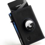 LORZOR AirTag Wallet – Full Grain Leather, Mens Minimalist Wallet with Apple Air Tag Holder, Slim Smart Pop up Card Case, ID Window, RFID Blocking, Front Pocket (AirTag Not Included)