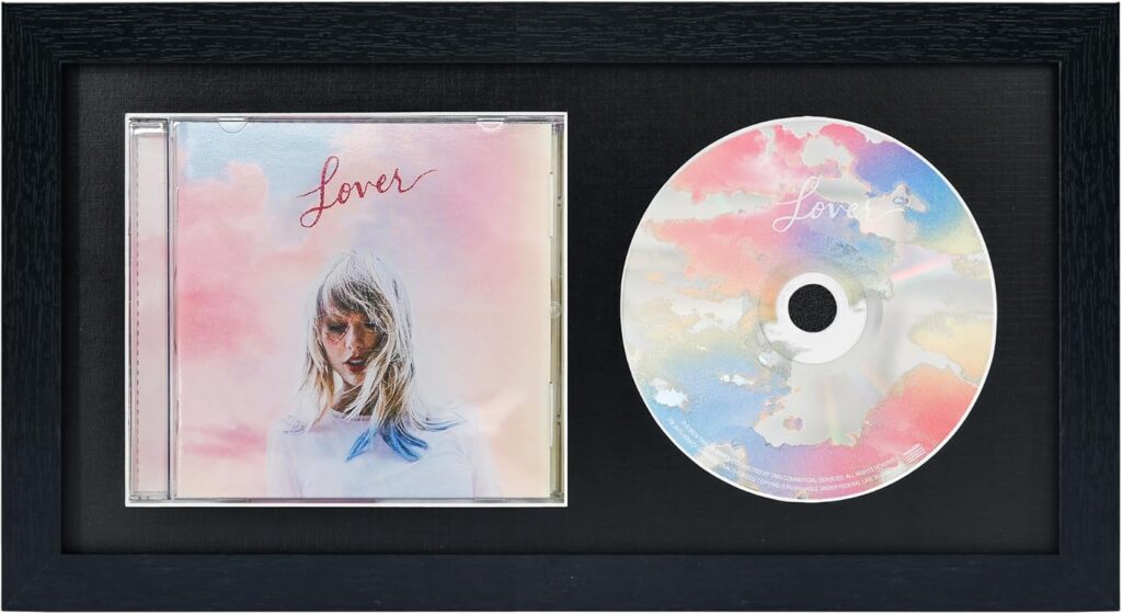 CD Frame，14.4″ x 7.9″ CD Display Frame for Disc and CD Box,Black Frame with Black Mat,CD Frame Display Case with Real Glass,Signed CD Music Frame for Wall and Tabletop