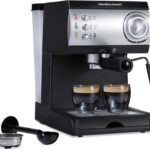 Hamilton Beach 15 Bar Espresso Machine, Cappuccino, Mocha, & Latte Maker, with Milk Frother, Make 2 Cups Simultaneously, Works with Pods or Ground Coffee, 50 oz. Water Reservoir, Black