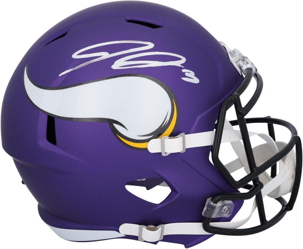 Jordan Addison Minnesota Vikings Autographed Riddell Speed Replica Helmet – Autographed NFL Helmets