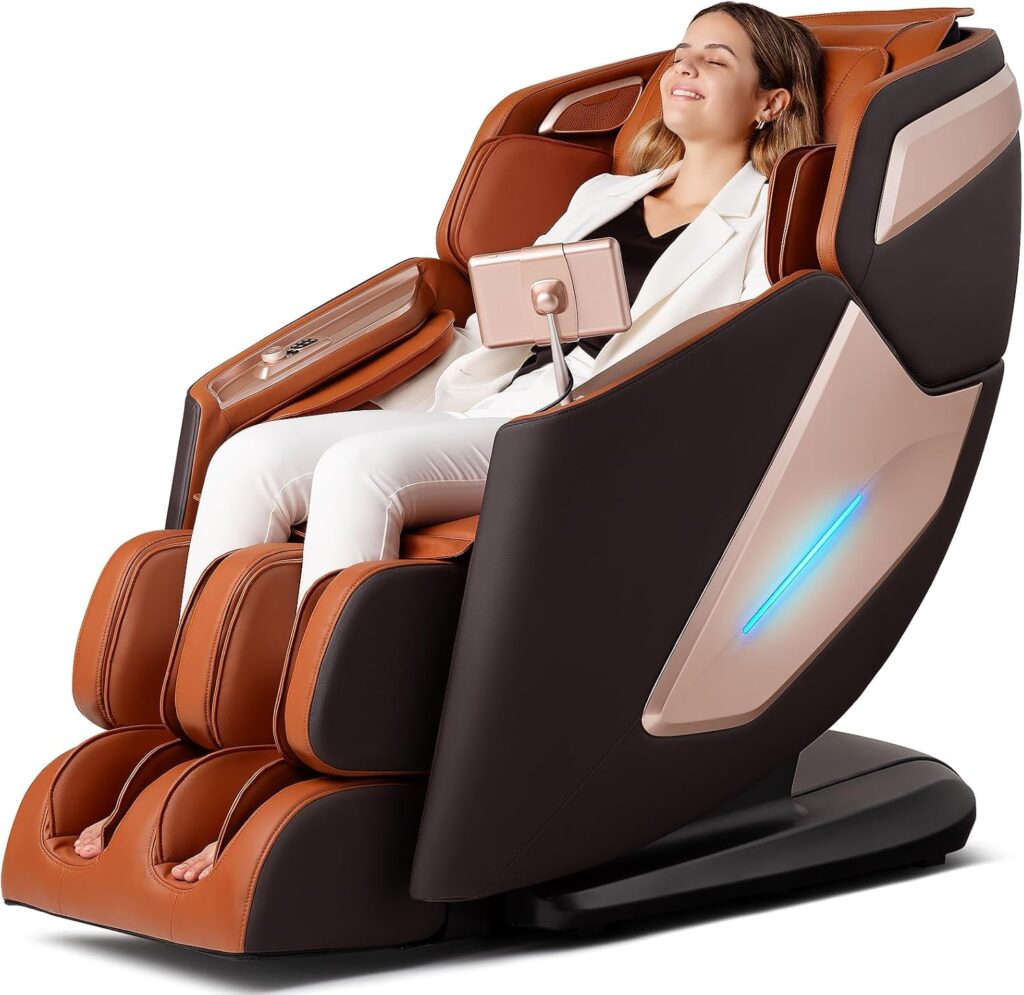 4D Massage Chair, Full Body Massage Chair, Zero Gravity Recliner w/Intelligent Voice Control, 53.14″ SL Track, Electric Calfrest Extension, 12 Auto Modes, USB Type-C, Bluetooth Speaker, TFT Screen