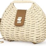 Women Straw Crossbody Bag,Straw Woven Purses with Chain,Beach Handbag for Women