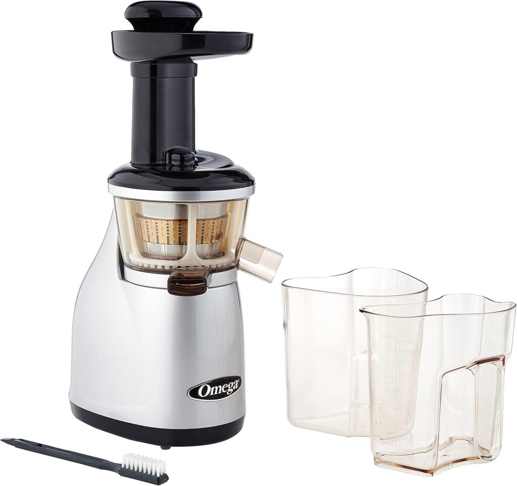 Omega VRT350 Vertical Low Speed Juicer, Silver