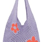 Crochet Beach Bag Hobo Tote for Women Summer Vacation Shoulder Bag Soft Woven Purses for Shopping Travel Y2k Mesh Bags