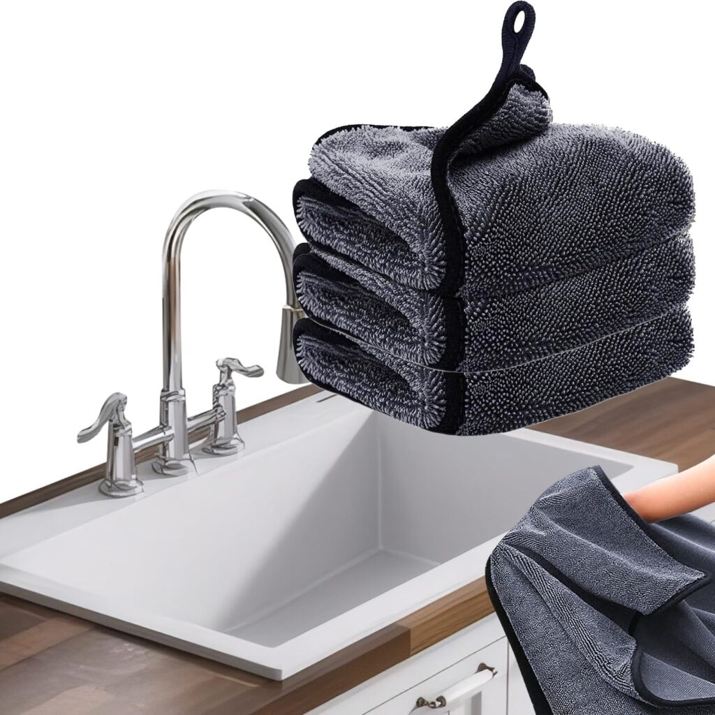 Shiny Wipes Cleaning Cloths,3pcs Shiny Bath Drying Towels,Shower Doors Drying Towels,16*16in Streak Free Glass Window Car Mirror Super Absorben Microfiber Cleaning Cloths (3pcs grey 16*16″)
