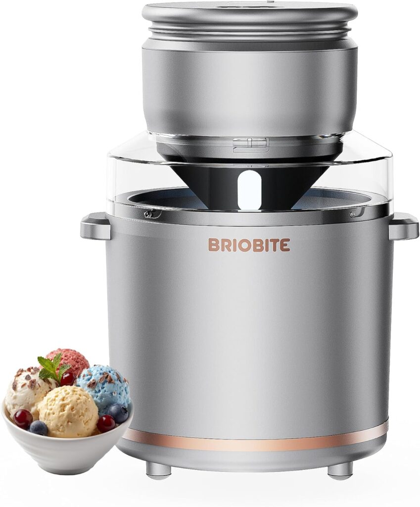 1.1 Quart Ice Cream Maker – Electric Ice Cream Machine for Gelato, Milkshakes & Sorbet,Perfect for 2-3 Servings, Easy to Use & Clean,Silver