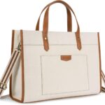 Missnine Laptop Tote Bag Canvas Laptop Bag 15.6 inch Work Shoulder Bags Casual Briefcase Handbag for Travel, Office, College