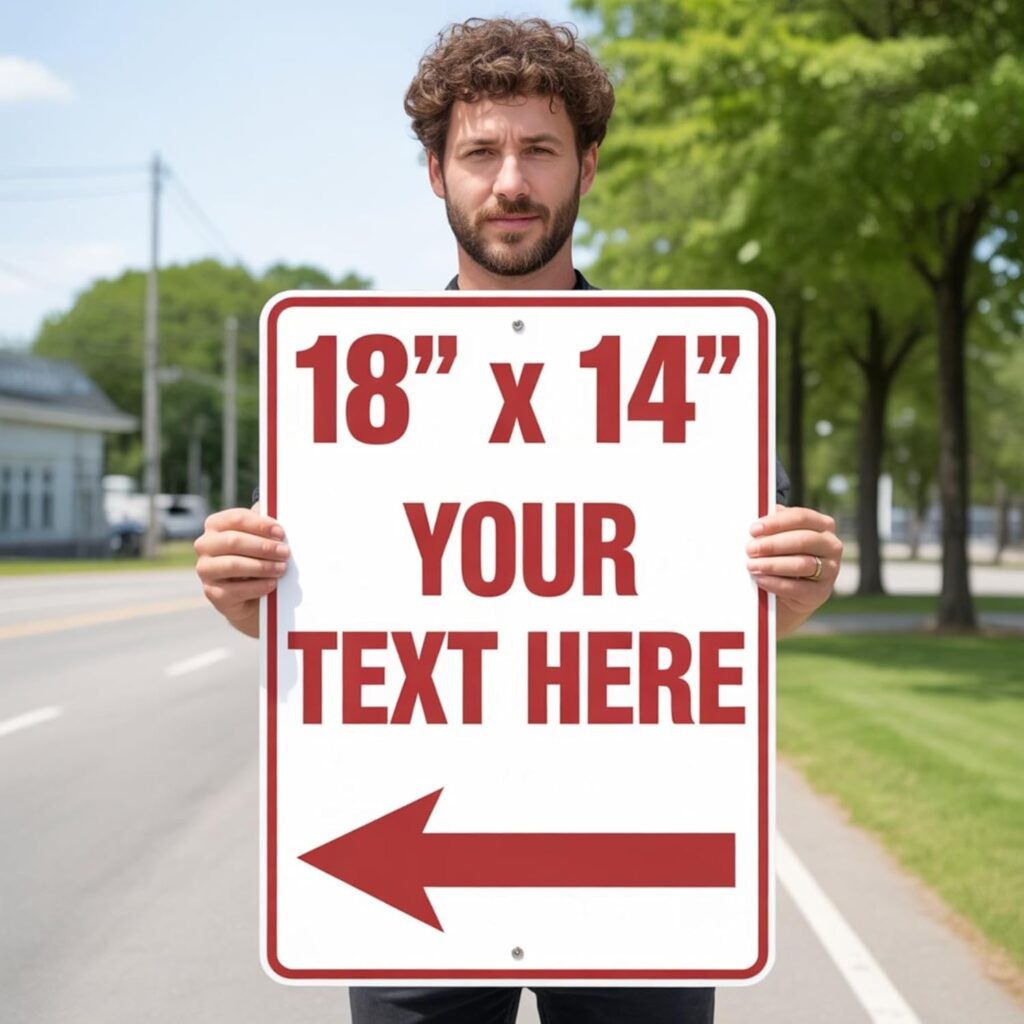 Custom Metal Signs Outdoor, 18×14 Inch, Personalized Signs for Business, Rust Free Aluminum, UV Ink Printing, Durable/Weatherproof