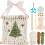 ACRNIGHEET DIY Macrame Christmas Tree Hanging Ornament for Wall Decoration Macrame Christmas Tree Kit for Beginners