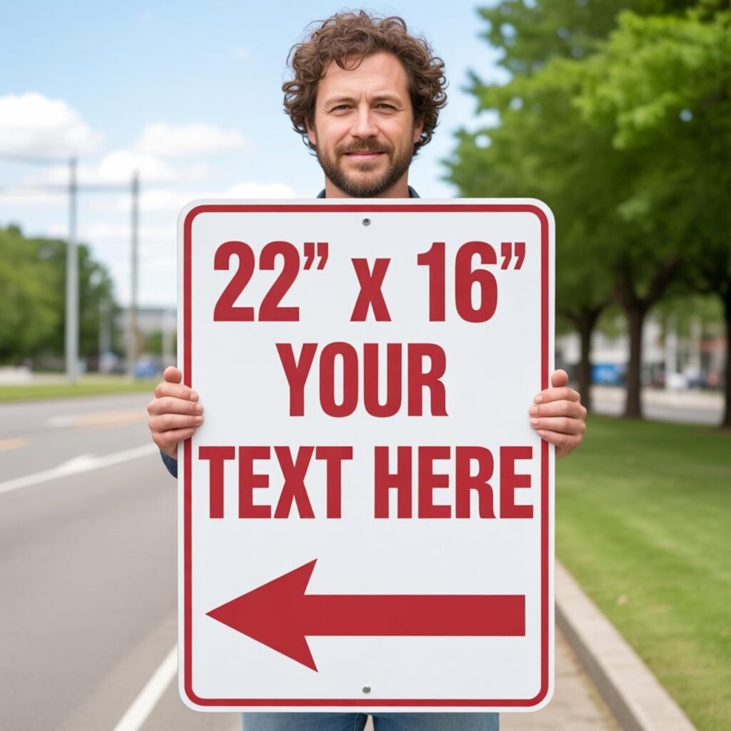 Custom Metal Signs Outdoor, 22×16 Inch, Personalized Signs for Business, Rust Free Aluminum, UV Ink Printing, Durable/Weatherproof