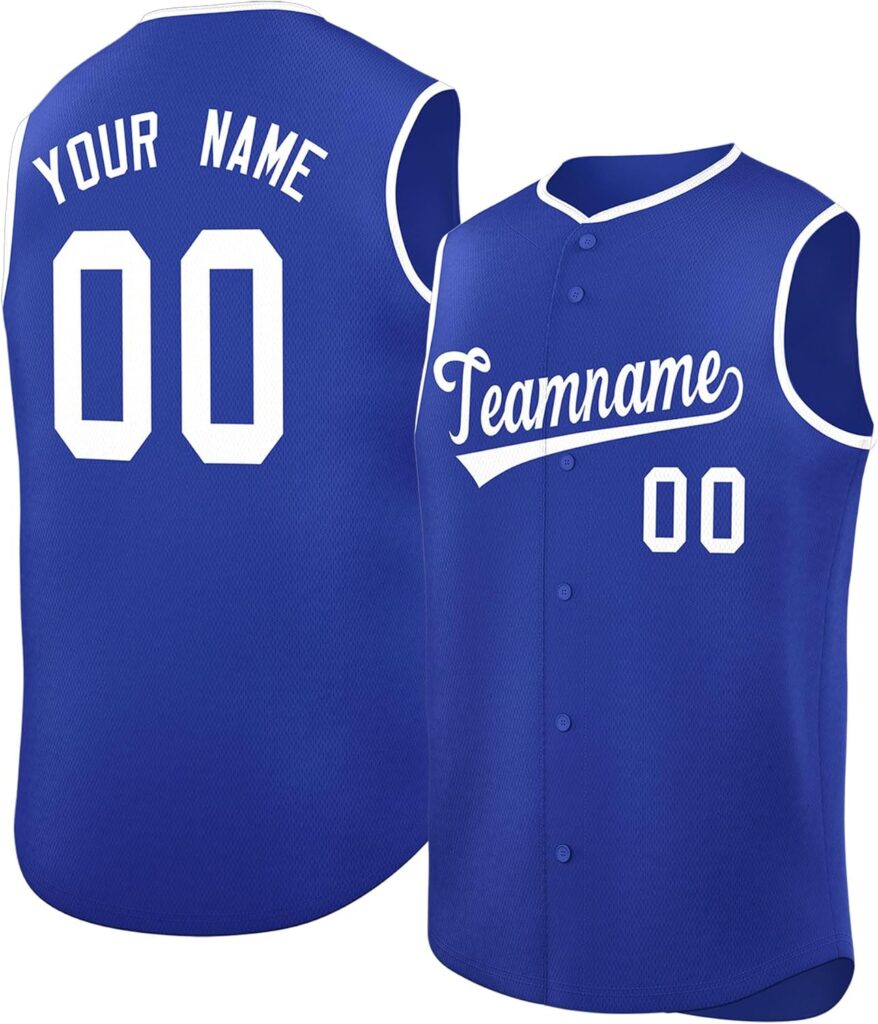 Custom Men Full Button Sleeveless Baseball Jersey Personalized Stitched Name Number for Women Youth