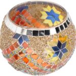 Glass Candle Holders Mosaic, Mosaic Glass Candlestick Glass Votive Tealight Candle Holders Handmade Tea Lights Diwali Decoration for Home Vase, Pen Holder, Potted Plant