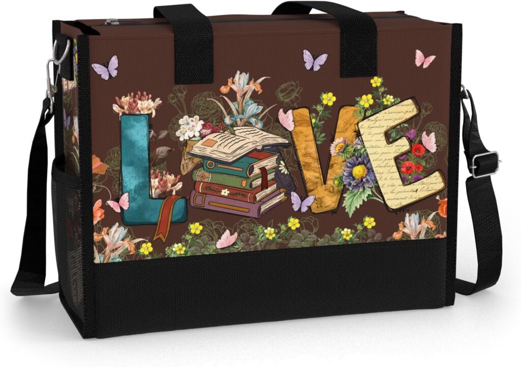 84hoods Large Tote Bag for Women with Pockets and Zipper for Travel, Work, Grocery. Gift for Book Lovers, Librarians.