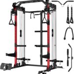 Mikolo Power Cage, 2000LB Power Rack with Independent Dual Pulley System, Multi-Function Home Gym Workout Machine for Cable Crossover