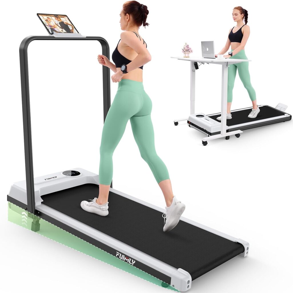 FUNMILY Walking Pad Treadmill with Incline and Handle Bar Adjustable, Foldable Treadmill for Home Office, Folding Walking Pad Treadmills 300 LBS Capacity, Remote Control, LED Screen, Progress Bar