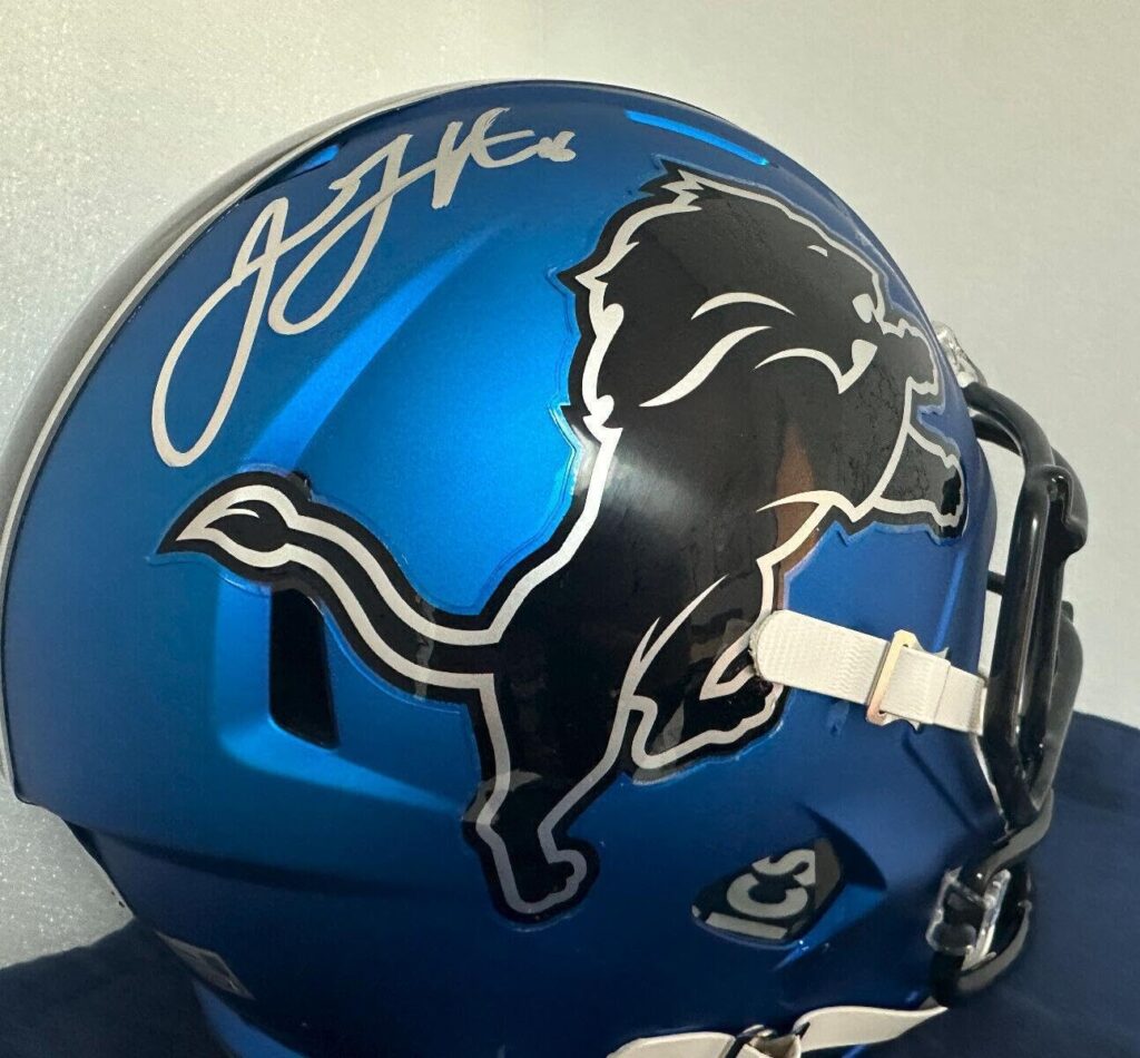 Jared Goff Signed Autographed Full Size Replica 2024 Alternate Helmet Fanatics z – Autographed NFL Helmets