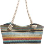2025 Summer Rainbow Handwoven Straw Hobo Shoulder Tote Bag, Large Capacity, Eco-Friendly, Lightweight, Perfect for Beach Vacations or Daily Commutes