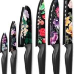 Astercook Knife Set, 12-Piece Flower Kitchen Knives Sets with Blade Guards, Dishwasher Safe, German High Carbon Stainless Steel, Perfect Gifts for Kitchen