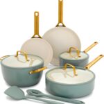 GreenPan Nonstick Reserve Pro 10 Piece Cookware Set, NSF Certified Ceramic, Hard Anodized PFAS-Free Pots & Pans Set with Lids, Stainless Steel Handles, Oven & Dishwasher Safe, Moss Green