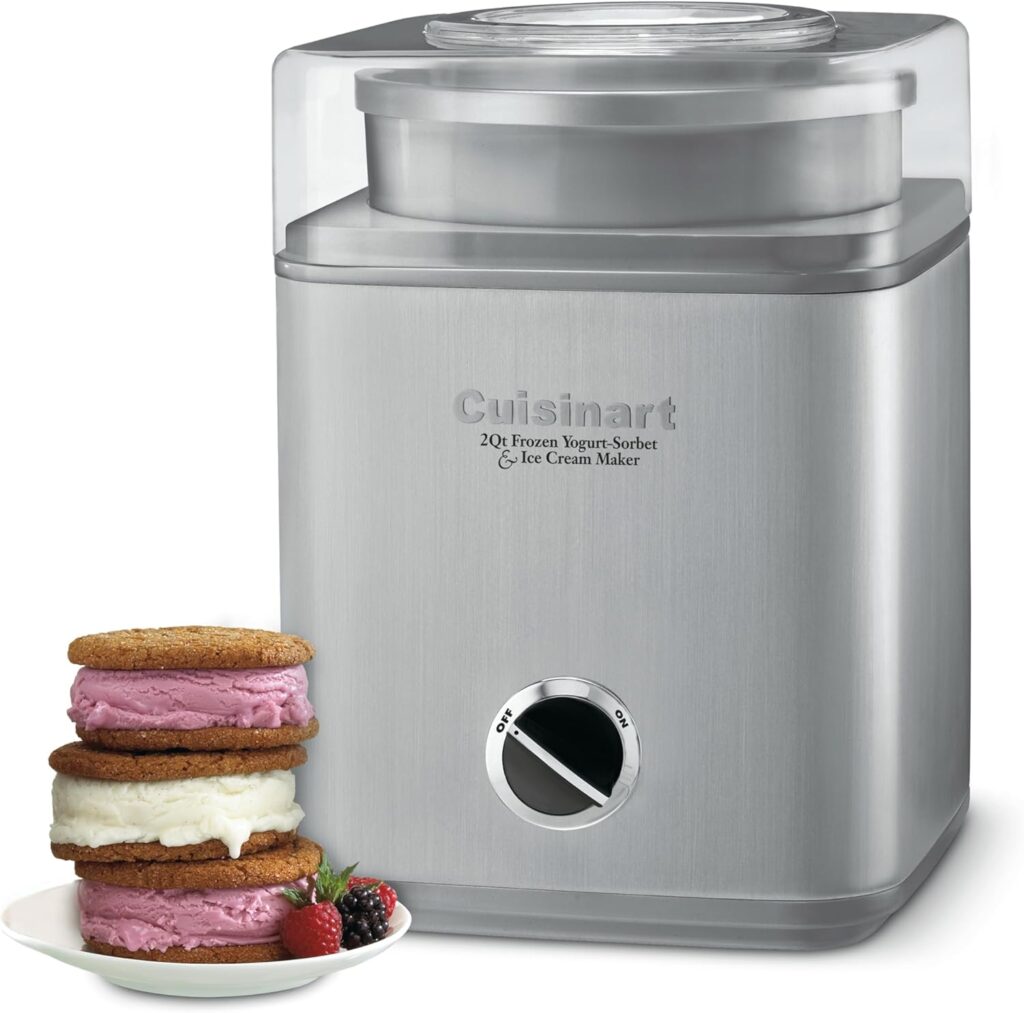 Cuisinart Ice Cream Maker Machine, 2-Quart Ice Cream, Sorbet and Frozen Yogurt Machine, Fully Automatic Double-Insulated Freezer Bowl Makes Frozen Desserts in Under 30 Minutes, ICE30BCP1, Silver