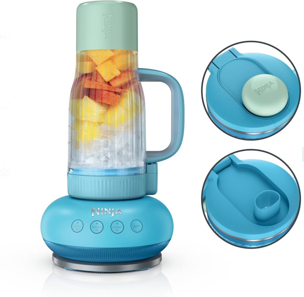 Ninja BlendBOSS | Personal Smoothie Blender & Tumbler | 26oz Travel Tumbler w/Leakproof Lid & Intergrated Chug Spout | AutoIQ Technololgy | 1200 Peak Watt | Blue Rasberry | DB301BLBRN | (NEW)