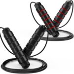 Jump Rope, Tangle-Free Rapid Speed Jumping Rope Cable with Ball Bearings for Women, Men, and Kids, Adjustable Steel Jump Rope with Foam Handles for Home Gym Exercise Fitness Workout Equipment & Slim Body