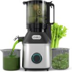 Cold Press Juicer, USHALO Juicer Machines with 5.5″ Extra Large Feed Chute, 300W Slow Masticating Juicer for Whole Vegetables and Fruits, 99% High Juice Yield, Easy to Clean