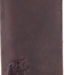 Bear Long Bifold Wallet for Men – Full Grain Cowhide Leather Rodeo Western Wallet – Handcrafted RFID Blocking, Vintage Slim Design – Hunting, Outdoors, Father’s Day, Birthday, Christmas Gift