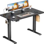 Sweetcrispy Electric Standing Desk Adjustable Height, 48×24 Inch Sit Stand Up Home Office Desks Computer Workstation PC Work Table with 3 Memory Preset Splice Wood Board Metal Frame, Black
