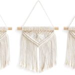 Mkono Boho Wall Decor Mini Macrame Wall Hanging Art 3 Pack Cute Christmas Tree Decoration for Living Room Bedroom Bathroom Teen Girls Room Dorm Home Office Gift Idea, 8”W x 9”H, Small