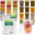Freshware 48 Pack of 16 and 32 oz, 24 sets each size Food Storage Containers with Lids, Plastic Deli Containers, Meal Prep Containers, Microwave and Freezer Safe, Stackable, Leakproof, BPA Free, Clear