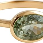 Green Amethyst Oval Cut Bezel Set 925 Gold Plated Sterling Silver Ring – Handmade Gemstone Jewelry Gift Ideas for Women – Birthday Gift – Prasiolite Ring